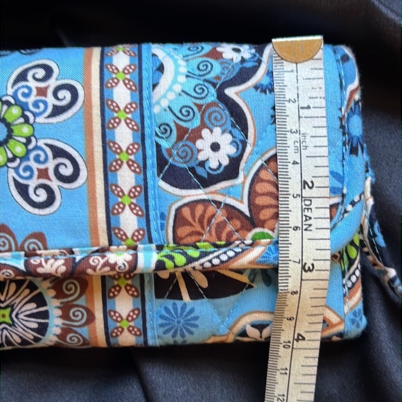 Vera Bradley 2009 Bali Blue Sleek Wallet Crossbody Clutch Purse - Picture 8 of 14
